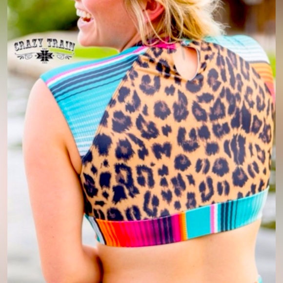 Crazy Train Limited Edition Swim or River Crop Top Size M - Picture 2 of 5